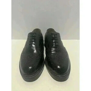 Oxford Shoes Size 8 Pierre Cardin Tuxedo Brogue Black Leather